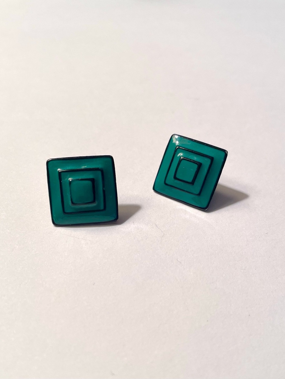 Vintage Metal Square Stud Earrings